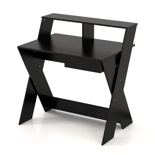 Small Computer Desk with Storage Drawer-Black at Set Shop and Smile