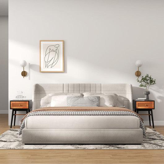 1-Drawer Modern Bedside Table with Solid Wood Legs-Black at Set Shop and Smile