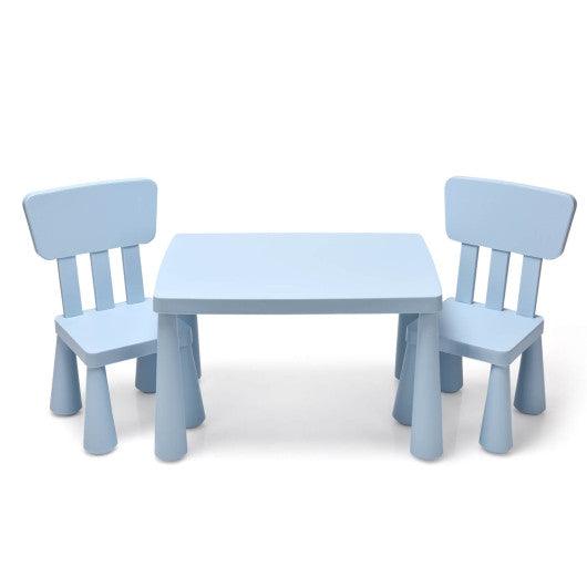 3 Pieces Toddler Multi Activity Play Dining Study Kids Table and Chair Set-Blue at Set Shop and Smile