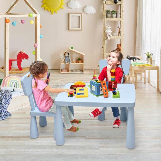 3 Pieces Toddler Multi Activity Play Dining Study Kids Table and Chair Set-Blue at Set Shop and Smile
