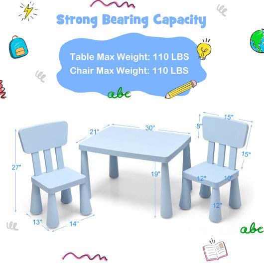 3 Pieces Toddler Multi Activity Play Dining Study Kids Table and Chair Set-Blue at Set Shop and Smile