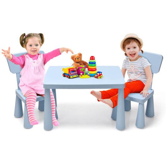 3 Pieces Toddler Multi Activity Play Dining Study Kids Table and Chair Set-Blue at Set Shop and Smile