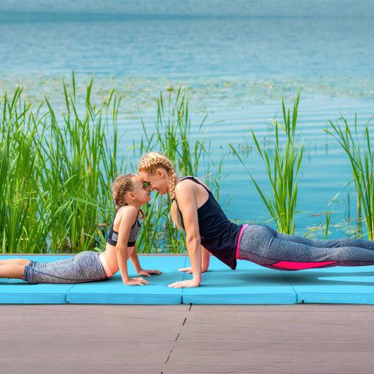 4-Panel Folding Gymnastics Mat with Carrying Handles for Home Gym-Blue at Set Shop and Smile