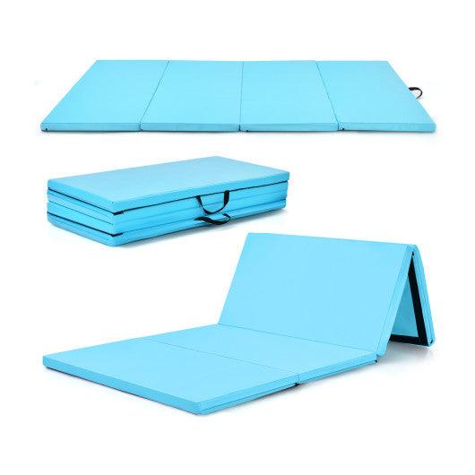 4-Panel Folding Gymnastics Mat with Carrying Handles for Home Gym-Blue at Set Shop and Smile