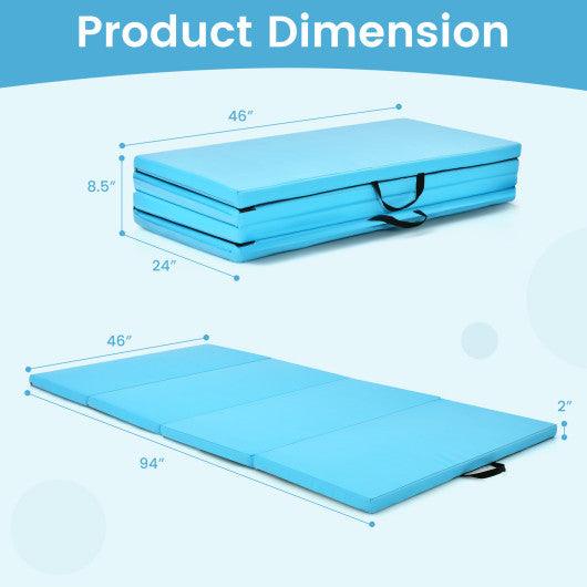 4-Panel Folding Gymnastics Mat with Carrying Handles for Home Gym-Blue at Set Shop and Smile