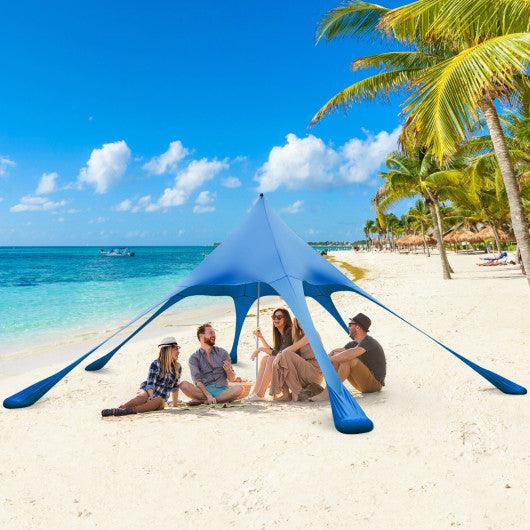 20 x 20 Feet Beach Canopy Tent with UPF50+ Sun Protection and Shovel-Blue at Set Shop and Smile