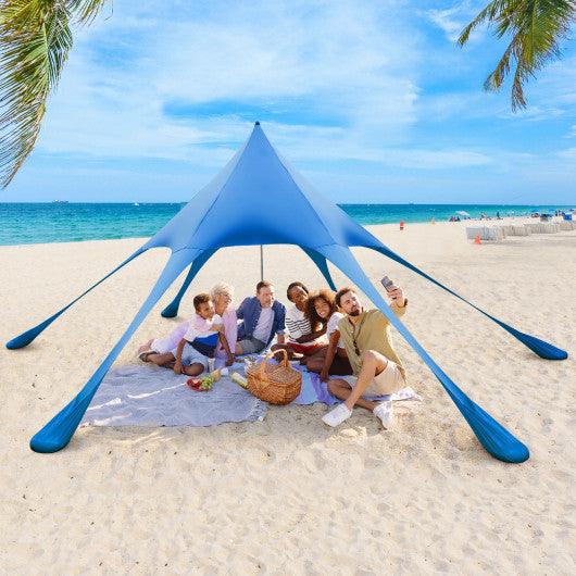 20 x 20 Feet Beach Canopy Tent with UPF50+ Sun Protection and Shovel-Blue at Set Shop and Smile