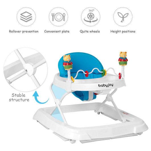 Adjustable Height Removable Folding Portable Baby Walker-Blue at Set Shop and Smile