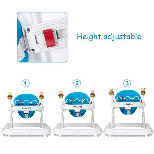 Adjustable Height Removable Folding Portable Baby Walker-Blue at Set Shop and Smile