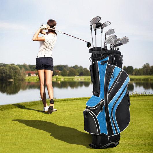 Golf Stand Cart Bag with 6-Way Divider Carry Pockets-Blue at Set Shop and Smile