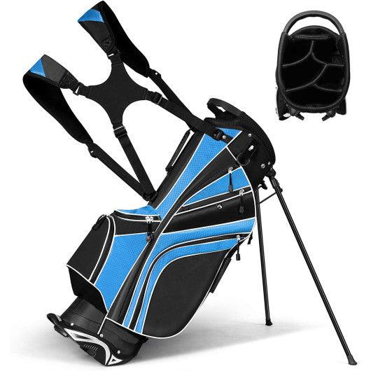 Golf Stand Cart Bag with 6-Way Divider Carry Pockets-Blue at Set Shop and Smile