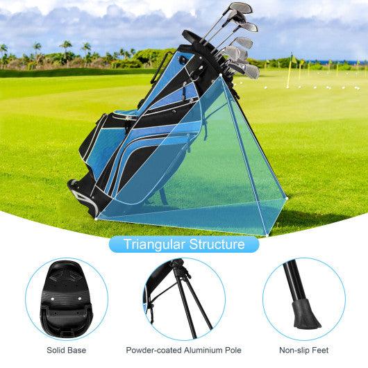 Golf Stand Cart Bag with 6-Way Divider Carry Pockets-Blue at Set Shop and Smile