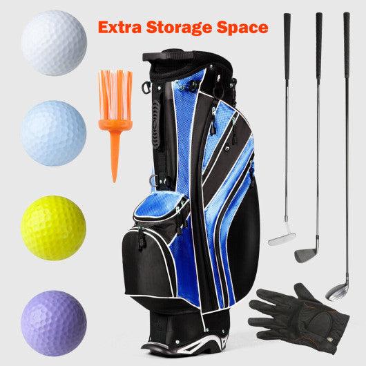 Golf Stand Cart Bag with 6-Way Divider Carry Pockets-Blue at Set Shop and Smile