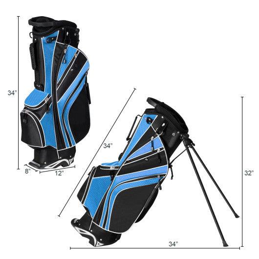 Golf Stand Cart Bag with 6-Way Divider Carry Pockets-Blue at Set Shop and Smile