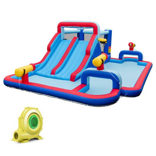 Inflatable Bounce House with 2 Water Slides and 3 Water Cannons With 950W Blower at Set Shop and Smile