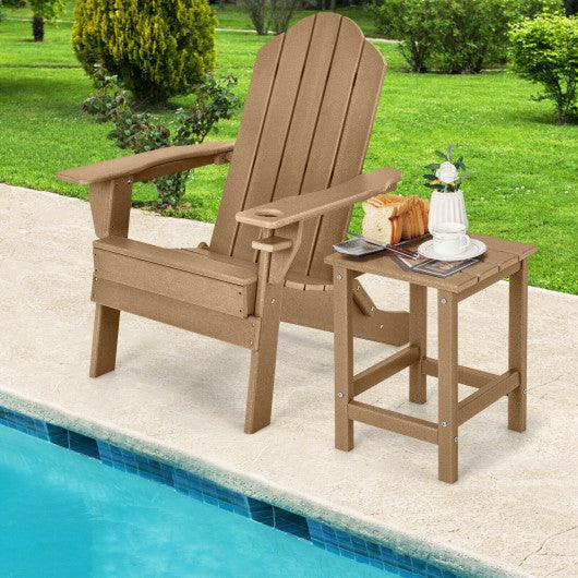 14 Inch Square Weather-Resistant Adirondack Side Table-Brown at Set Shop and Smile