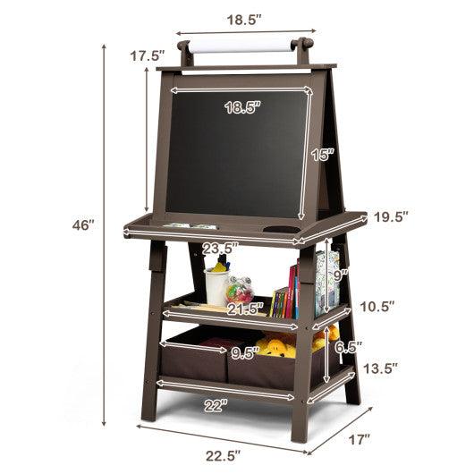 3 in 1 Double-Sided Storage Art Easel-Brown at Set Shop and Smile