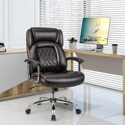 Height Adjustable Executive Chair Computer Desk Chair with Metal Base-Brown at Set Shop and Smile