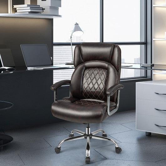 Height Adjustable Executive Chair Computer Desk Chair with Metal Base-Brown at Set Shop and Smile