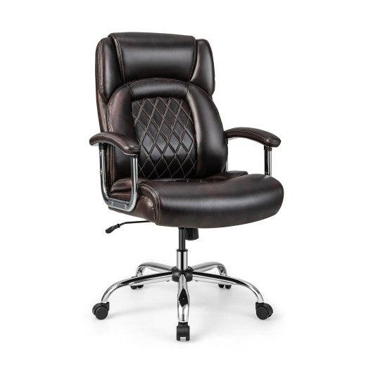 Height Adjustable Executive Chair Computer Desk Chair with Metal Base-Brown at Set Shop and Smile