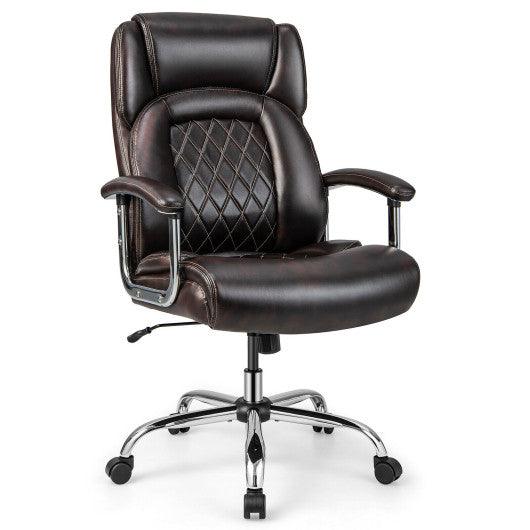 Height Adjustable Executive Chair Computer Desk Chair with Metal Base-Brown at Set Shop and Smile