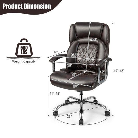 Height Adjustable Executive Chair Computer Desk Chair with Metal Base-Brown at Set Shop and Smile
