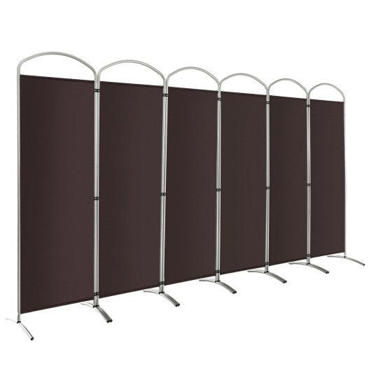 6 Feet 6-Panels Freestanding Folding Privacy Screen-Brown at Set Shop and Smile