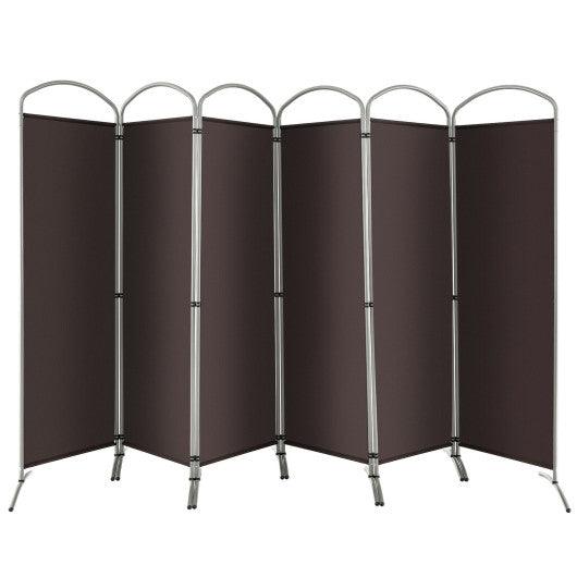 6 Feet 6-Panels Freestanding Folding Privacy Screen-Brown at Set Shop and Smile