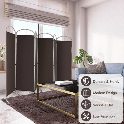 6 Feet 6-Panels Freestanding Folding Privacy Screen-Brown at Set Shop and Smile