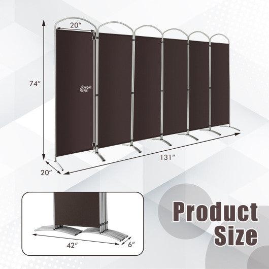 6 Feet 6-Panels Freestanding Folding Privacy Screen-Brown at Set Shop and Smile