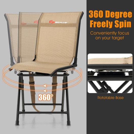 All-weather Outdoor Foldable 360-Degree Swivel Chair with Iron Frame-Brown at Set Shop and Smile