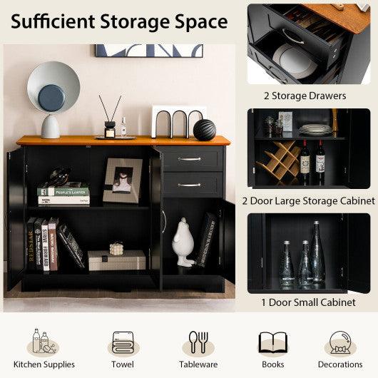 Buffet Storage Cabinet with 2-Door Cabinet and 2 Drawers-Black at Set Shop and Smile