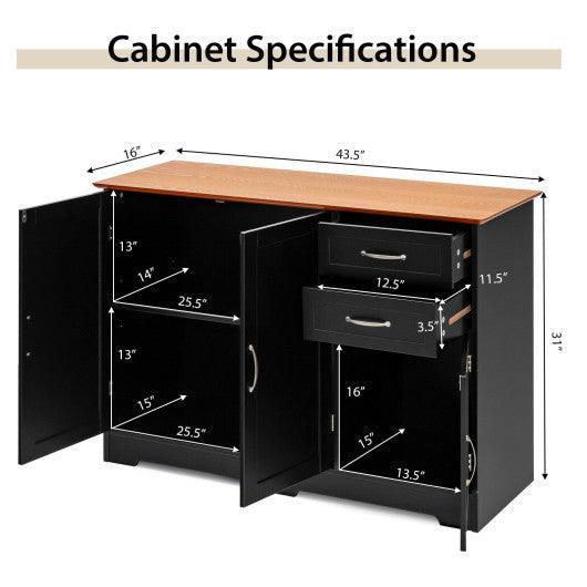 Buffet Storage Cabinet with 2-Door Cabinet and 2 Drawers-Black at Set Shop and Smile