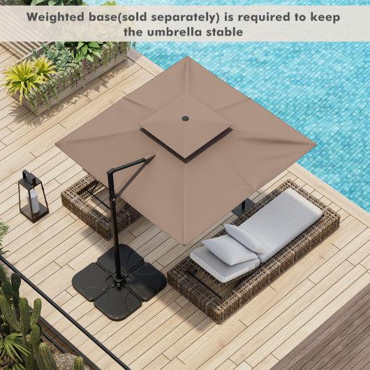 9.5 Feet Cantilever Patio Umbrella with 360° Rotation and Double Top-Coffee at Set Shop and Smile
