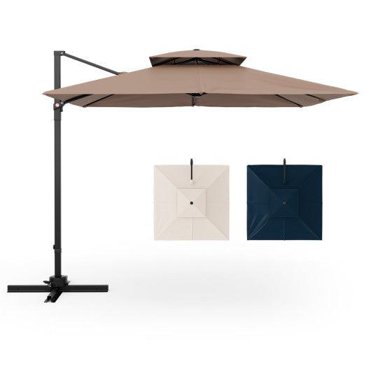 9.5 Feet Cantilever Patio Umbrella with 360° Rotation and Double Top-Coffee at Set Shop and Smile