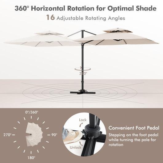 9.5 Feet Cantilever Patio Umbrella with 360° Rotation and Double Top-Beige at Set Shop and Smile