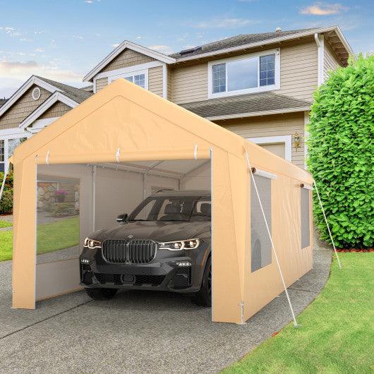 10 x 20 Feet Heavy-Duty Steel Portable Carport Car Canopy Shelter-Yellow at Set Shop and Smile
