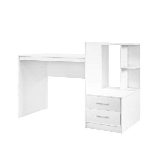 Computer Desk Home Office with Bookshelf and Drawers-White at Set Shop and Smile