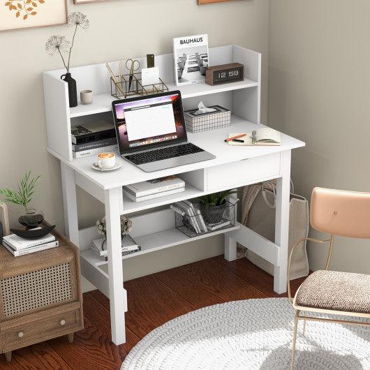 Home Office Computer Desk with Storage Shelves and Drawer Ideal for Working and Studying at Set Shop and Smile