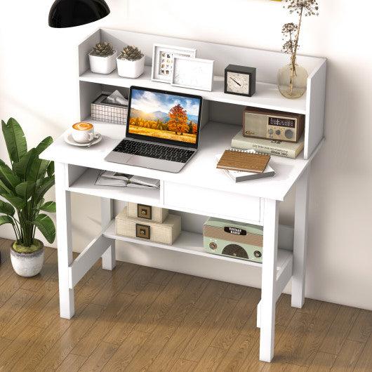 Home Office Computer Desk with Storage Shelves and Drawer Ideal for Working and Studying at Set Shop and Smile