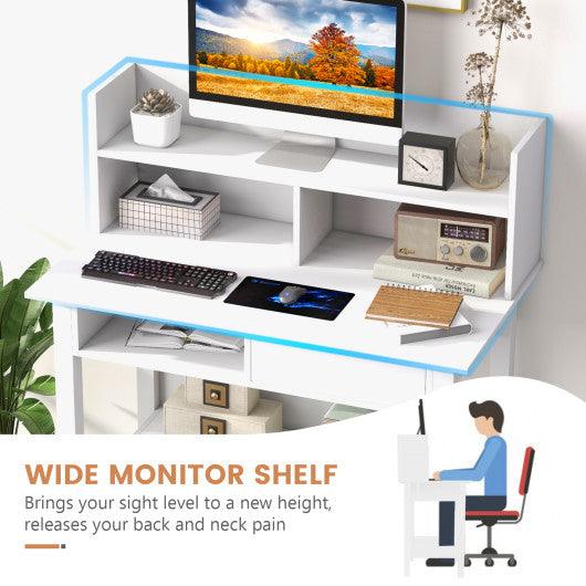 Home Office Computer Desk with Storage Shelves and Drawer Ideal for Working and Studying at Set Shop and Smile