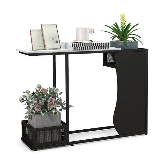 43.5 Inch Console Table with Plant Position and Faux Marble Top-Black at Set Shop and Smile