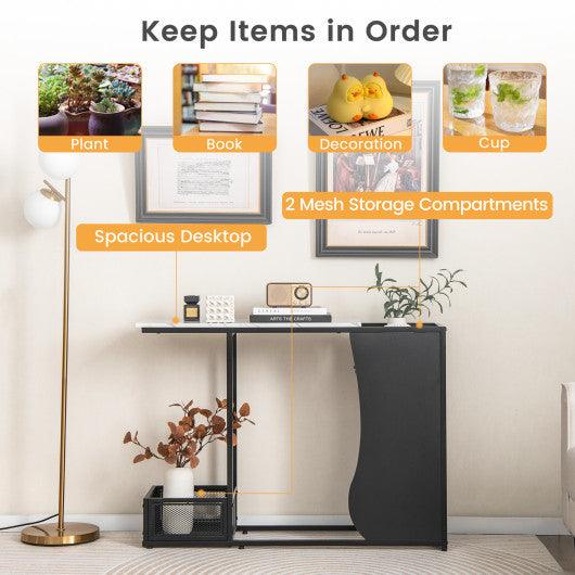 43.5 Inch Console Table with Plant Position and Faux Marble Top-Black at Set Shop and Smile