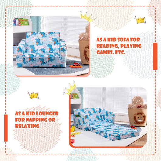 2-in-1 Convertible Kids Sofa with Velvet Fabric-Light Blue at Set Shop and Smile