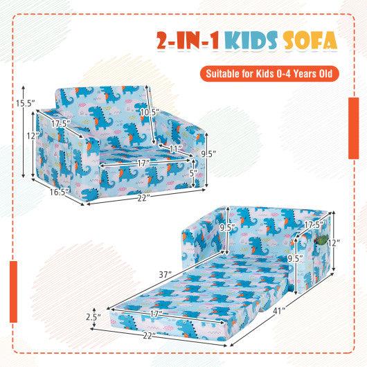 2-in-1 Convertible Kids Sofa with Velvet Fabric-Light Blue at Set Shop and Smile