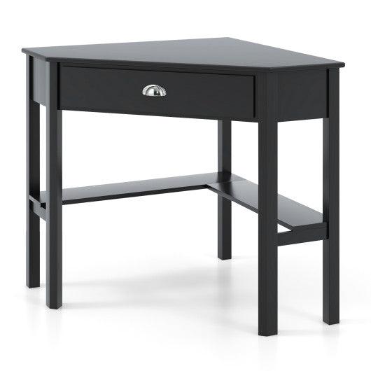 Corner Wooden Piece Laptop Computer Desk-Black at Set Shop and Smile