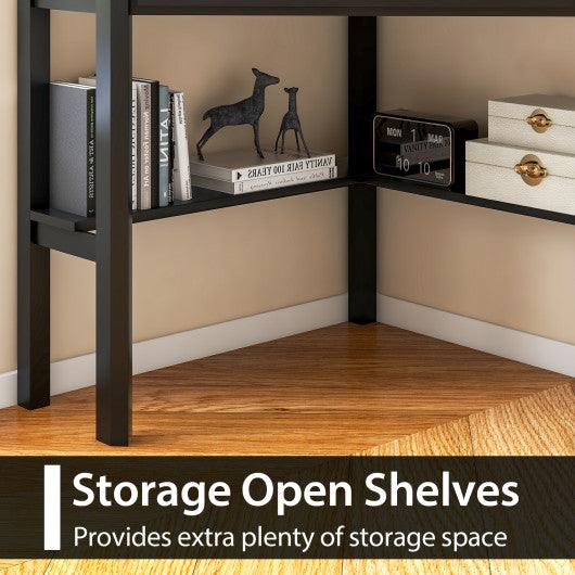 Corner Wooden Piece Laptop Computer Desk-Black at Set Shop and Smile