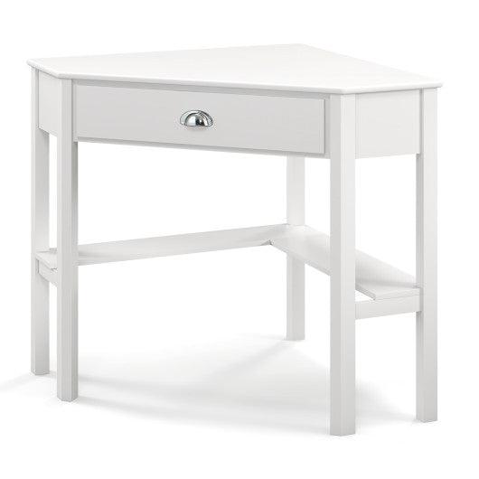 Corner Wooden Piece Laptop Computer Desk-White at Set Shop and Smile