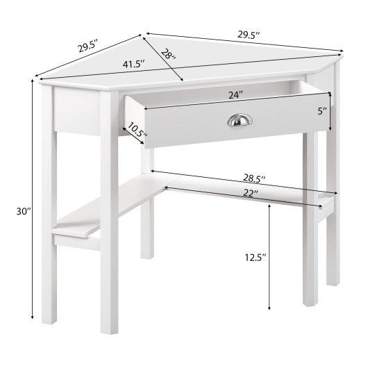 Corner Wooden Piece Laptop Computer Desk-White at Set Shop and Smile