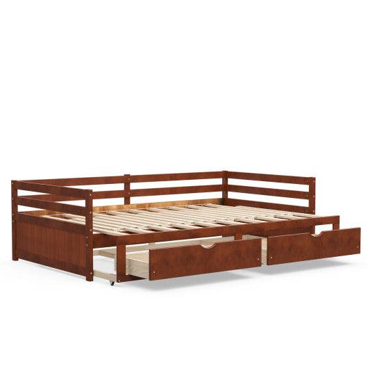 Extendable Twin to King Daybed with Trundle and 2 Storage Drawers at Set Shop and Smile